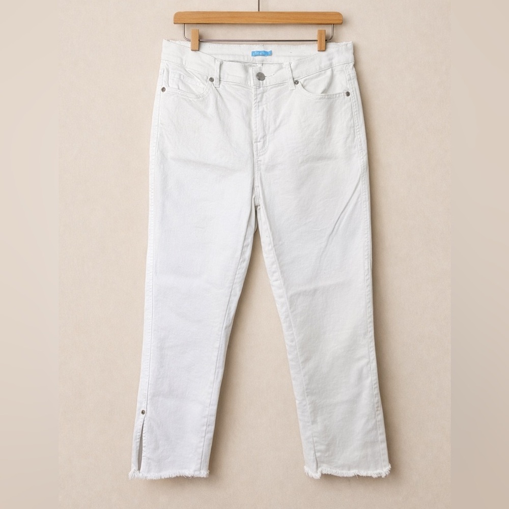 J. McLaughlin Teagan Cropped Raw Hem White Denim Jeans size 8